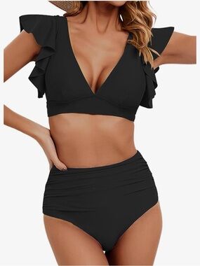 Women's Ruffle High
Waisted Swimsuit Two piece